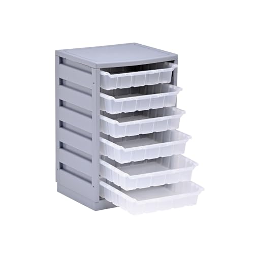 Consejos para Comprar Unidades de cajones de almacenaje al mejor precio. 44 Italhome mueble organizador de plástico con 6 cajones color gris con blanco cajones de almacenamiento ideal para herramienta y objetos del hogar Mod. IND 6
