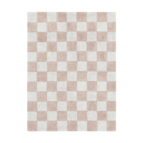 Lorena Canals Alfombra a cuadros rosa y beige 120 x 160 cm