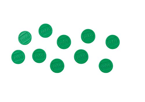 Nobo Magneti per Lavagna Bianca Magnetica, Diametro 24 mm, Confezione da 10, Verde, 1915296