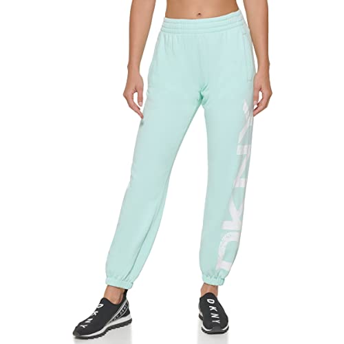 DKNY Calças de Moletom Esportivas Femininas, Jogger com logotipo Country Blue Crackle, Large