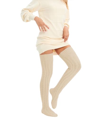 Image of Sexybody Women's Thigh High Socks Over the Knee Knit Socks, Winter Leg Warmers Stockings Knee High Tube Arctic Fleece