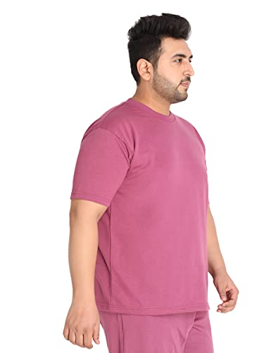 Image of CHKOKKO Men's Plus Size Terry Cotton Loose Fit Half Sleeves T-Shirt