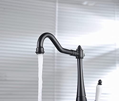 Kitchen Faucet Black Traditional Period Single Ceramic Lever Kitchen Sink Faucet Mixer Tap One Hole Wet Bar Sink Faucet Commercial Farmhouse #TOP2