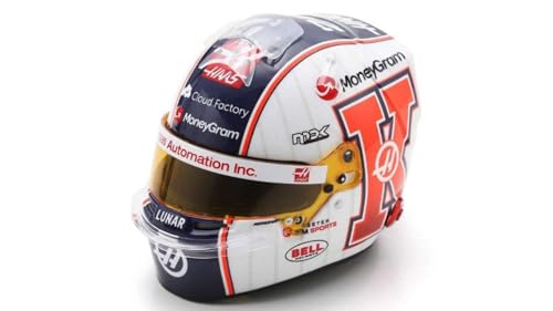 Casque Haas F1 Kevin Magnussen Miami 2023 : réplique précise sous vitrine anti-poussière