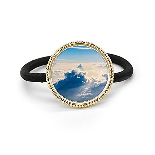 Bandeau en Caoutchouc Sunshine Nuages Bleu Ciel en Métal Argenté Art Déco