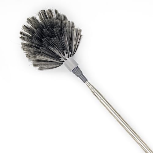 Image of 4Pcs Microfiber Feather Duster, Cobweb Remover and Ceiling Fan Duster with Telescopic Pole 3-Stage Stainless Steel Handle - 100 inch Telescoping Dust Remove Cleaning Tool Set