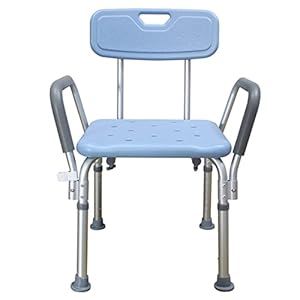 Badkamer Douche Stoel Douche Kruk Badkamer Zetel 6 Verstelbare Posities 41-53.5Cm Douchebank met Armleuning Rugleuning Ouderen Gehandicapten Hulpmiddelen Gewicht Capaciteit 136Kg