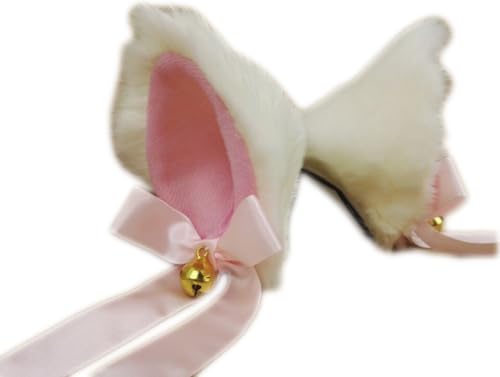 Hot Sweet Lovely Anime Halloween Cosplay Fancy Neko Cat Ears Hair Clip White with Bell