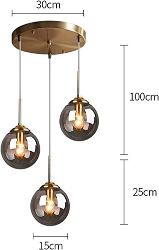 Lámpara de techo industrial vintage de cristal con 3 luces para comedor 3