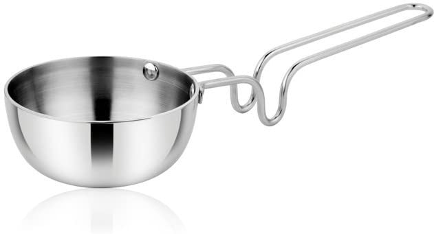 Image of Prabha Tadka Pan Stainless Steel 12.5cm Tadka Pan 550ml | Small TadkaPans Gas & Induction Base | Kitchen TadkaPan with Handle Hard & Sturdy | Chowka, Frying Dal /Spices Advanced Heat Conversion