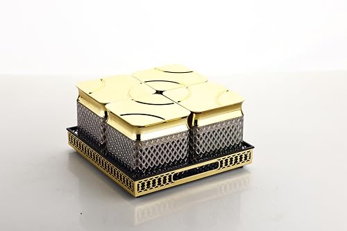 Homeor Air-Tight Dry Fruit Container Tray Set with Lid & Serving Tray, Airtight Plastic Storage Container Set I Gifting Set I Serving Set 500 Ml Set of 4, Golden (B0CR1P2PQ1) Amazon Price History, Amazon Price Tracker