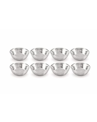 Image of Tosaa Stainless Steel Hammered Finish Vati Pack of 6 - Hammered Texture Adds A Premium Touch to Your Kitchen, Perfect for Serving Curries, Dals, Rice, Vegetables