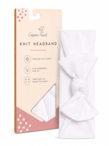 Image of Copper Pearl Baby Bows: Soft and Stretchy Headbands for Baby Girls, Newborn and Toddler Hair Bows and Accessories, Stylish Bow Headband, Dove