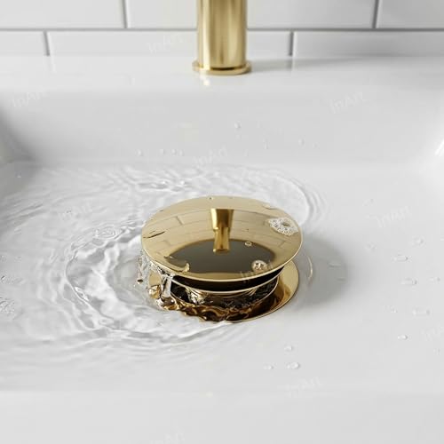 Image of InArt Pop-up Brass Basin Drainer /Waste Coupling /Waste Kit for Bathroom Wash Basin /Vessel Sink 5 Inch Brass Full Threaded Pop Up Waste Coupling 32 MM (Gold)