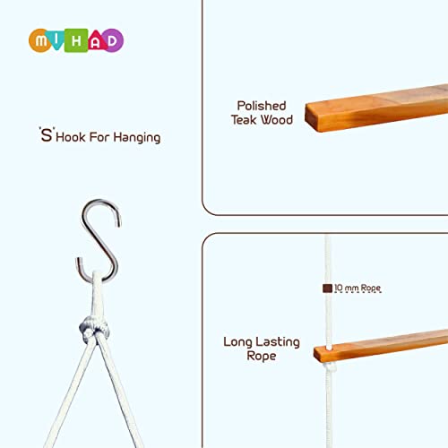 Image of Ashish Wood Rope Climbing Ladder Indoor /Outdoor For Kids - Ninja Obstacle, 4 To 10 Years (White)