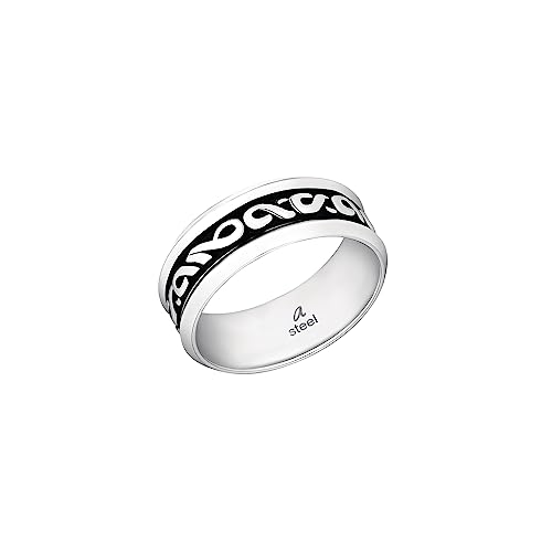 Anneau en acier inoxydable robuste et élégant bague argent unisexe Amor
