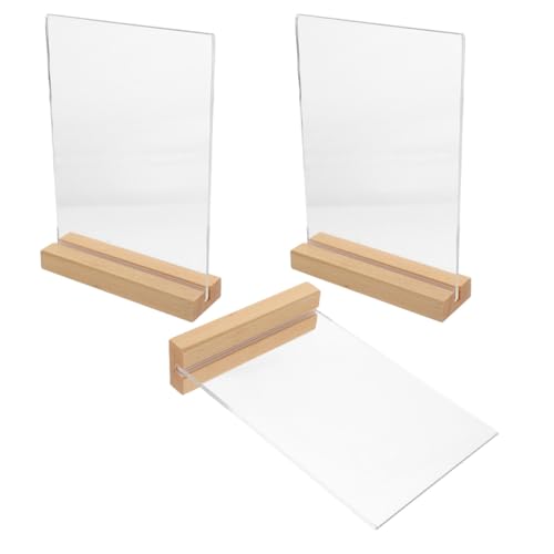 Porte-menu acrylique pour cafés et bureaux support de table en bois lot de 3