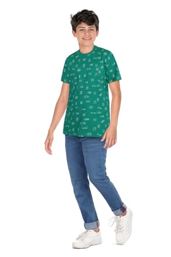 Image of Allen Solly Boys' Crew Neck T‑Shirt | All‑Over Print Design, Soft Cotton Fabric, Comfortable Casual Wear
