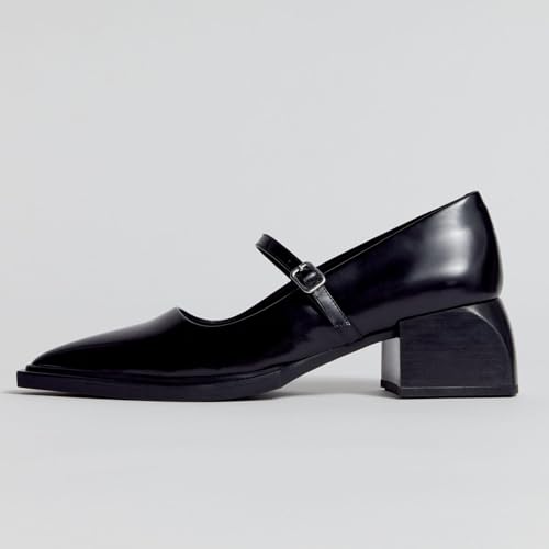 Mary Jane Pumps for Women,Ballet Shoes with Pointed Toe Chunky Heel Buckle Strap Pumps2