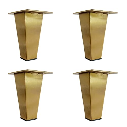 4本組 スクエアメタルテーブル脚 ブラック/ゴールド キャビネット交換用サポートソファ脚 ソファ、ベッド、ベンチ、椅子用(Gold,8cm/3.1in)