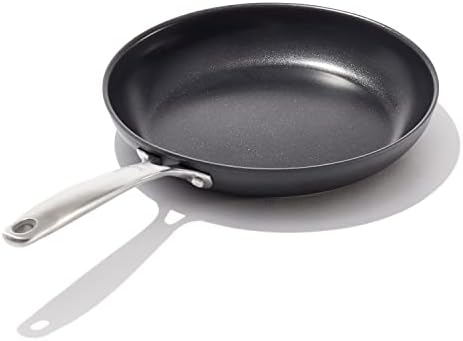 OXO Good Grips Pro 10" Frying Pan Skillet, 3-Layered German Engineered Nonstick Coating, Stainless Steel Handle, Dishwasher Safe, Oven Safe, Black