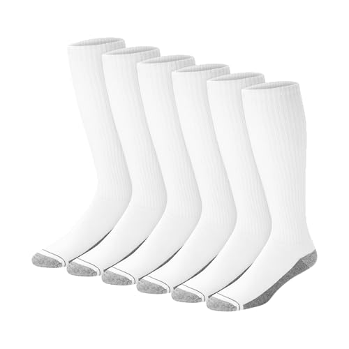 Image of Hanes Men's Crew & Over the Calf Socks Pack, Max Cushioned Moisture-wicking Stay Dry Socks, Athletic Socks, 6, 8 Or 12-pairs