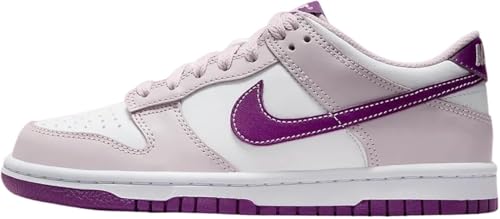 Nike Dunk Low GS, niedrige Turnschuhe, Weiß (weiß/lila, EU-Schuhgrößensystem für Erwachsene, Größe M, 36,5), Lila, 36.5 EU