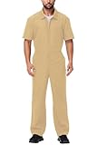 AOBUTE Adult Mechanic Khaki Jumpsuit Men Halloween Ghost Hunter Costume Coveralls Women Work Daily Uniform M