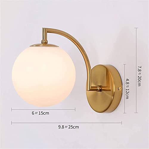 Aplique de pared moderno de latón con acabado oro brillante y esfera decorativa de vidrio 7