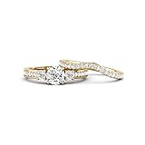 1.31 Carat TCW Diamond 14k Gold Engagement Ring For Women 3 Stone Bridal Set 0.50cts Solitaire Round...