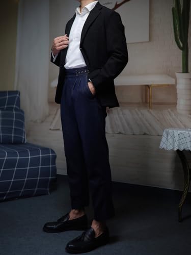 Autumn Models of Men's Goulger Retro Denim Tannin Pants in Slim Suit Pants Tibetan Nine-Minute Tapered2