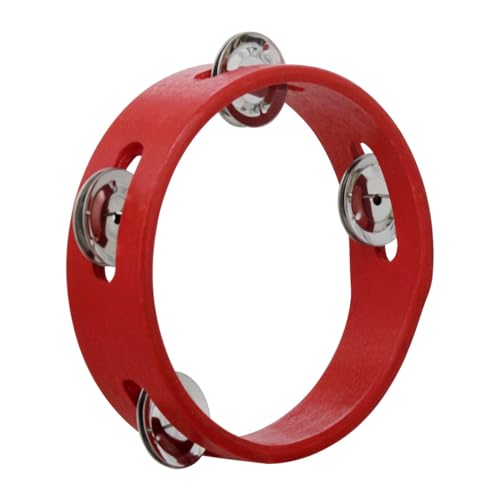 PEILINZE Pandereta musical redonda de 15,2 cm con forma de pandereta de metal, tambor de percusión de mano con mango ergonómico