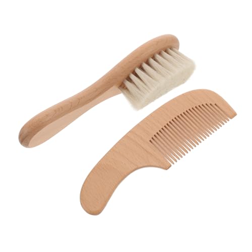 JOINPAYA 1 Juego juego de cepillos de peine cerda desenredador explotar rizo Kit de cuidado de bebé set cuidado bebé cepillo de baño recién nacido cepillo de pelo de bebé suave de madera
