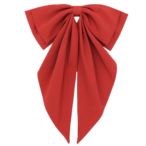 Rzmtaol Oversized Bow Ties for Women Men Large Satin Pre-Tied Womens Bowtie Big Solid Color Bowties Party Date Wedding (Red)