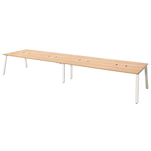 【メーカー配送・設置・組立】プラス Garage オフィスデスク MRフリースタイルデスク スタンダード 幅400cm 奥行120cm 配線収納付 天板ナチュラル/脚ホワイト 604836