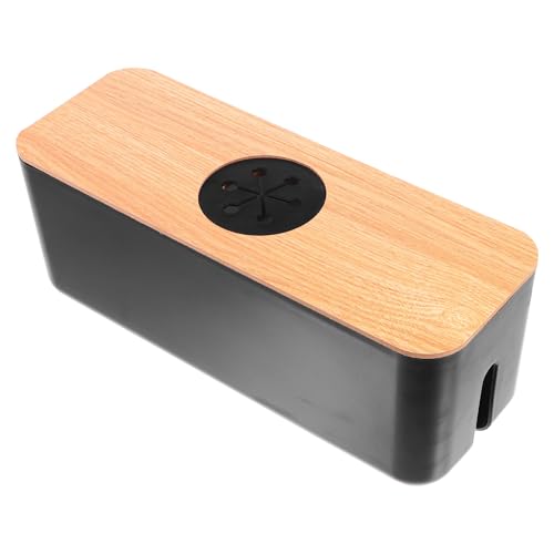MOBUTOFU Caja Organizadora de Cables Eléctricos Redonda Agujeros para Gestión y Protección, Material Madera y Plástico, Adecuado para Espacios de Trabajo y Estudio