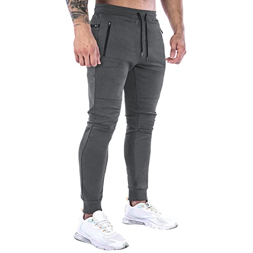 Generico Pantalones cargo hombre pantalones de jogging de entrenamiento vaqueros cargo hombre cortos Biker Jogger Jeans Pantalones cortos Harems Jogging músculo Fitness Entrenamiento, O Gris, S