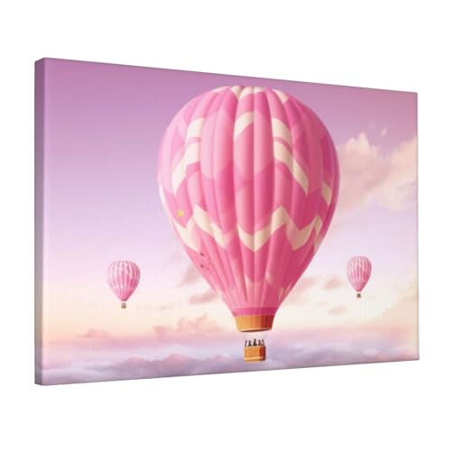 Montgolfière rose sur toile colorée YoupO pour une déco de salon poétique