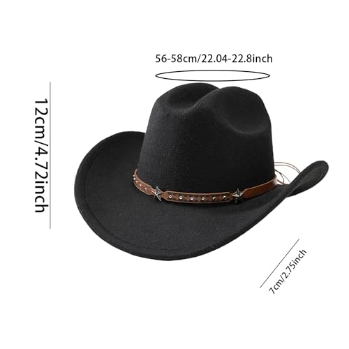 Sombrero Unisex Cowboy estilo Fedora con cinturón de cuero miniatura 7