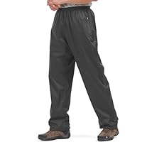 mosingle Men's Waterproof Trousers Lightweight Breathable Rain Overtrousers with Zip Pockets, Waterproof Over Pants for Golf Hiking Outdoor Fishing Cycling #1088-Black-XXL