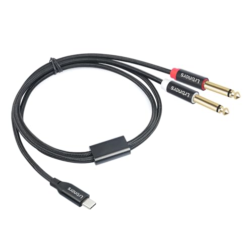 Cable USB-C a Doble Jack 6.35mm TS Macho 1m miniatura 1