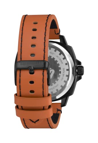 CAT 'Tokyo' Men Watch, 44mm case, Stainless Steel case, Leather Strap, Black/Blue/Orange dial (AJ.161.38.126)