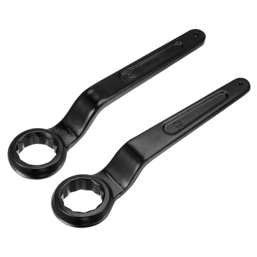 uxcell 2Pcs Offset Box End Ring Type Wrench 46mm 41mm High-carbon Steel Slogging Wrench
