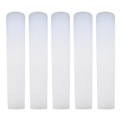 5 Pieces Clarinet Reeds, Bb Clarinet Resin Reeds Traditional Strength 2.5 Reeds Thinner Reeds Tip for Practice and Performance (White)
