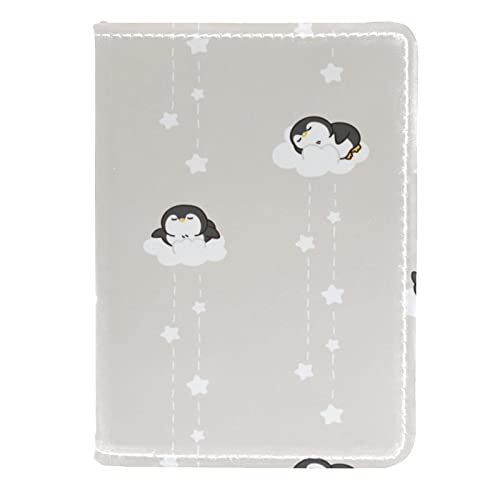 VAPOKF Funda de piel para pasaporte, diseño de pingüino en las nubes, multicolor, 11.5x16.5cm/4.5x6.5 in, Contemporáneo