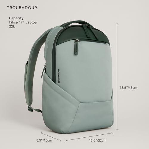 Image of Troubadour Apex 4.0-22L Premium Laptop Backpack - Ergonomic & Water Resistant - Designed for Work and Travel - Green Smoke