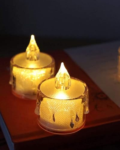 Image of Crystal LED Tealight Candles, Battery-Operated Flameless Tea Lights Safe for Kids & Pets, Smokeless Decorative Candles for Home Decor, Diwali, Wedding & Home Decoration (Pack of 60)