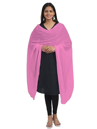 Image of Miraan Solid Pure Cotton Dupatta with Pom Pom Border, 2.25 meters length (DUPCOTTON)