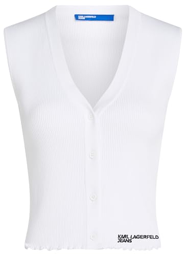 Karl Lagerfeld Jeans Light Knit Top Chaleco, Blanco, M Mujeres