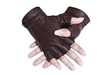 Sheepskin leather driving gloves for Women (Brown, X-Large)